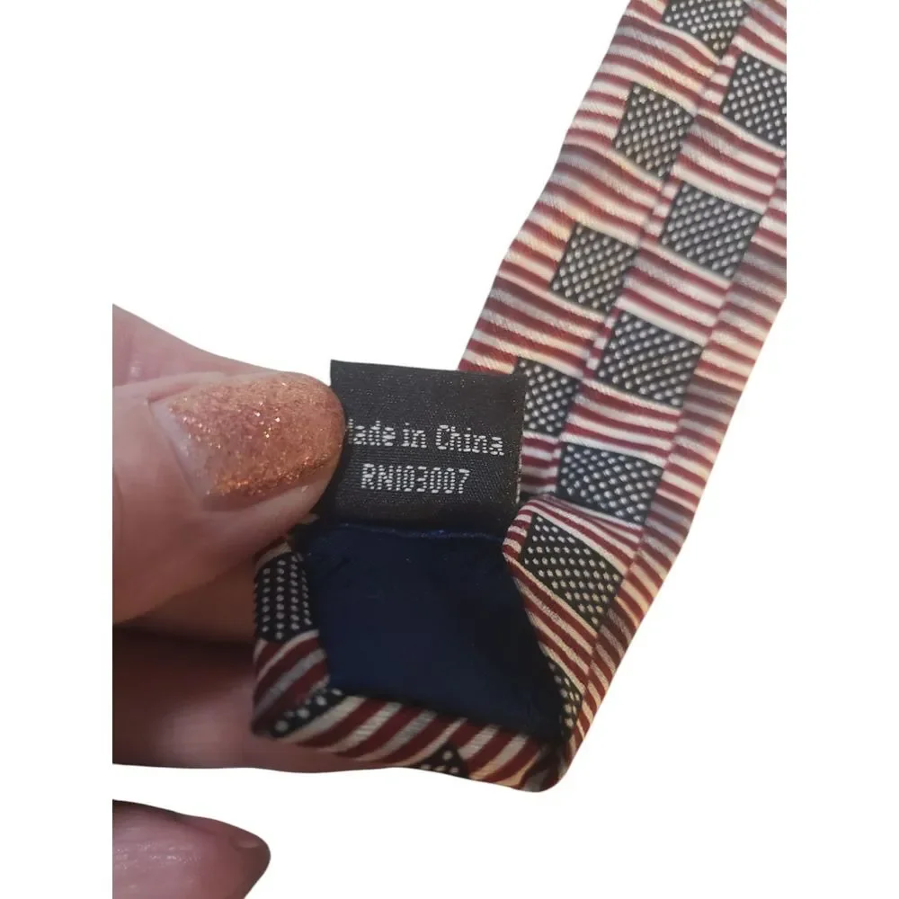 Carlos Devenezia Mens Tie Necktie‎ Designer Repeating American Flag Patriotic